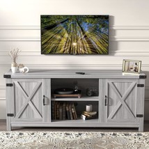 Yeshomy Modern Farmhouse Tv Stand With Two Barn Doors And Storage, Gray Wash. - $166.96