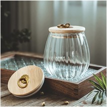 Glass Coffee Nuts Canister Airtight Storage Jar Petal Decorative Container with  - £31.06 GBP