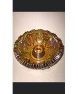 RARE LE Smith Candle Holder McKee Mold Vintage Amber Carnival Glass Glen... - $48.00