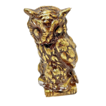 Vintage MCM Gold Foiled Owl on Books Statue Figurine Felt Bottom 6.75 x 4 x 4&quot; - £12.28 GBP
