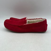 Lands&#39; End Womens Red Suede Slip On Comfort Moccasin Slippers Size 11 D - $24.74