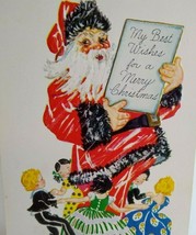 Santa Claus Christmas Postcard Art Deco Children Dancing 1929 Red Cross Stamp - £23.91 GBP