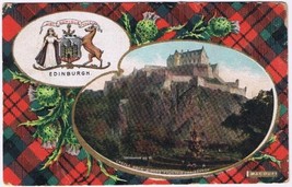 Postcard Tartan Castle Rock &amp; Ross Fountain Edinburgh Scotland UK - $3.95