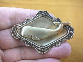 b-whal-2) Sperm Whale ocean scrolled brass pin pendant love watching wha... - $21.49