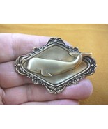 b-whal-2) Sperm Whale ocean scrolled brass pin pendant love watching wha... - $29.39 CAD