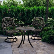 Antique Style 3 Piece Outdoor Garden Patio Aluminium Bistro Set Table 2 ... - £715.88 GBP