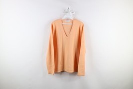 Vintage 60s 70s Streetwear Mens Medium Blank Wool Knit V-Neck Sweater Pink USA - £47.58 GBP