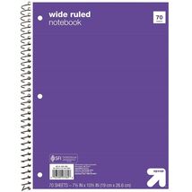 Up&amp;up Wide Ruled 1 Subject Spiral Notebook Purple 70 Pages 3 Hole Punched - $11.08