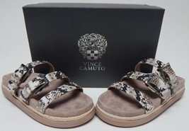 Vince Camuto Ciandra Sz 7 W WIDE EU 37.5 Women Leather Slide Sandals Taupe Snake - £33.82 GBP