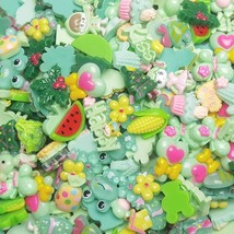 10 Resin Cabochons Green Slime Charms Flat Back Mix Assorted Lot - £3.91 GBP