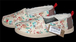 TOMS Alpargata Glow in the Dark Christmas Sloths Furry Inside Canvas Sho... - $39.99