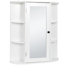 Bathroom Cabinet With Mirror Door Wall Mount Storage Shelf Organizer White - £63.63 GBP