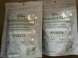 (2) Plant People WonderSleep Mushroom Gummies Supplement Wild Elderberry... - €33,89 EUR