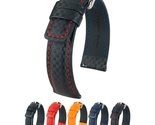 Hirsch Carbon Calf Watch Strap - Red Band/White Upper Stitching - L - 20... - $87.95