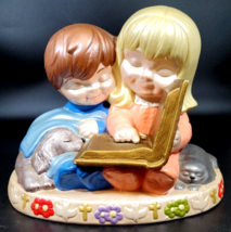 Vintage 1977 Ceramic Mold, Girl Reading Bible to Young Boy, 10&quot; X 9&quot; Awe... - £38.71 GBP