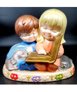 Vintage 1977 Ceramic Mold, Girl Reading Bible to Young Boy, 10&quot; X 9&quot; Awe... - £39.21 GBP