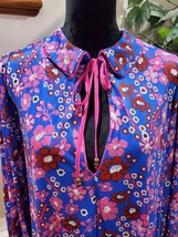 Free People Daisy Jane Mini Dress Botanical Combo Floral Tie Neck Size Small - $80.00