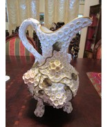 Snowball Schneeballen footed pitcher Encrusted flowers Foliage - €251,62 EUR