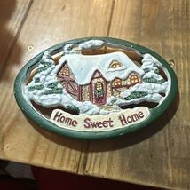 Vintage Cast Iron Trivet Sweet Home with Wall Hook - $9.89