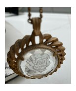 Vintage Clear Crystal Rose Cameo Pendant Necklace Gold Tone Chain Floral... - $35.08 CAD