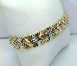 6.25CT Round Cut Diamond 14K Yellow &amp; White Gold Finish Exclusive Bracelet - £192.91 GBP