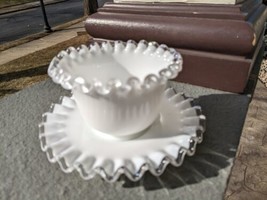 Vintage FENTON Glass Silvercrest Mayonnaise Bowl and Matching Under Plate Set - £15.72 GBP