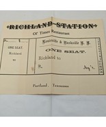 Vintage Richland Station 01&#39; Times Restaurant Menu Portland Tennessee - $29.70