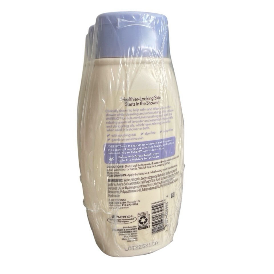 Aveeno Body Wash Stress Relief 18 oz - Purple Cap Lot Of 3 Item image 3