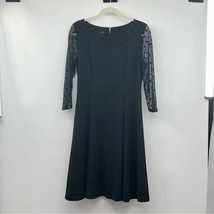 Talbots Black Dress Womens 6 Used Polka Dot Details Long Sleeve - £22.57 GBP