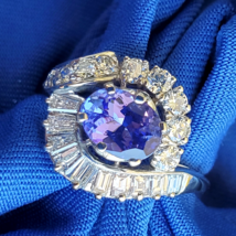 Earth mined Tanzanite Diamond Engagement Statement Ring 2.8ct Solitaire 14k Gold - $9,963.32 CAD