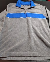 Aeropostale 1/4 Zip Pullover Gray W/ Fleece Lined Blue Stripe  Unisex Small - $12.81