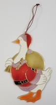 Vintage Santa Claus Goose Plastic Sun Catcher Christmas Window Decoration - $184.34 MXN