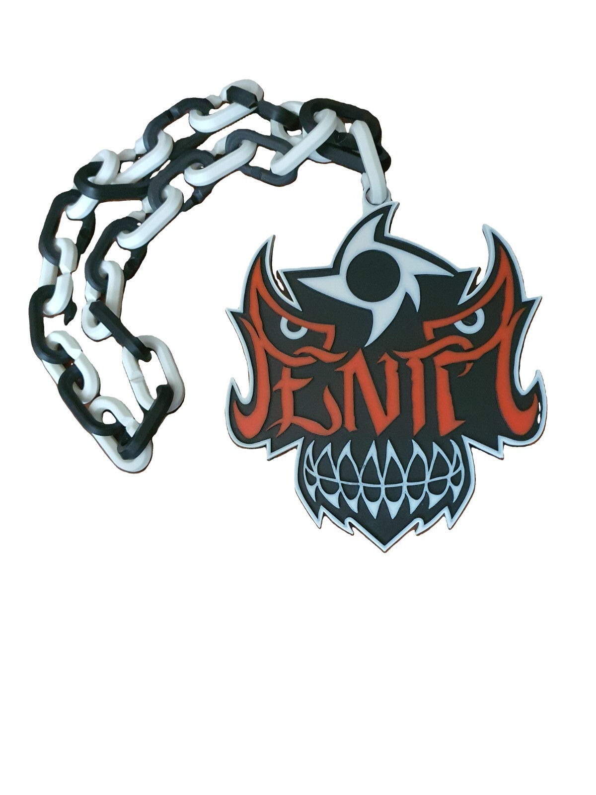 Penta Skull Bones Lucha Mask WWE Logo Necklace Chain 15&quot; Raised Textured... - $29.00