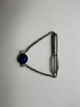 Vintage Sterling Silver Swank Blue Accent Tie Clip  - $39.60