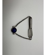 Vintage Sterling Silver Swank Blue Accent Tie Clip  - £31.73 GBP