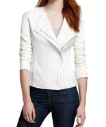 New Women Jacket White Stylish Leather Lambskin Handmade Casual Motorcyc... - $125.25+