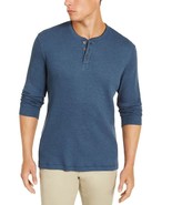 MSRP $35 Club Room Mens Shirt Thermal Henley Textured Blue Size Small - £13.52 GBP