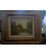 Vintage Framed Painting signed Lester Cottage on the Lake - £59.15 GBP