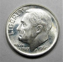 1960-P Roosevelt Dime Gem+ Unc Near Fb Coin AD557 - £12.15 GBP