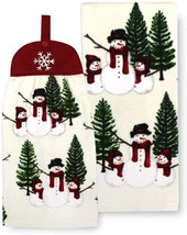 Snowman Patch Christmas Winter Cotton Tie Top Kitchen Towel Set, 2 Pack - £15.29 GBP