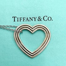TIFFANY &amp; Co. Menard Heart Necklace Sterling Silver 925 Necklace SV 925 chain - £99.02 GBP