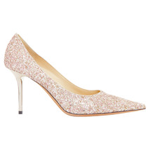 Jimmy Choo Love Champagne Glitter Metal Heel Pumps Women Pink Size 39.5 - £385.86 GBP