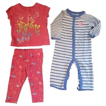 9 month girls 3 Piece Mixed Lot pink, blue  - £4.78 GBP