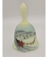 Fenton Glass Bell Custard Uranium Satin GOING HOME 1980 Painted By M. Di... - $1,329.71 MXN