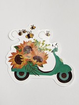 Scooter with Sunflowers and Bees Sticker Decal Super Cute Fun Embellishment Cool - £1.82 GBP