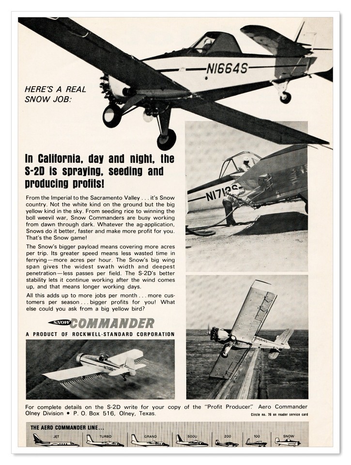 Print Ad Rockwell Standard Snow Commander Airplane Vintage 1966 Advertis... - $9.70