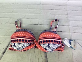 Captiva Multi Print Bikini Swim Top With Built in Bra Orange Blue Women&#39;... - £16.27 GBP