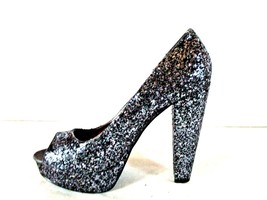 Steve Madden Silver Glitter Slip On Pumps Heels Shoes Women&#39;s 9 M (SW6)  - £18.90 GBP