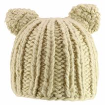 Trendy Apparel Shop Youth Size Girl&#39;s Kitten Ears Accent Ribbed Knit Beanie Cap  - £20.09 GBP