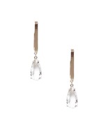 Metal Rectangle Clear Stone Dangle Earring - $11.95